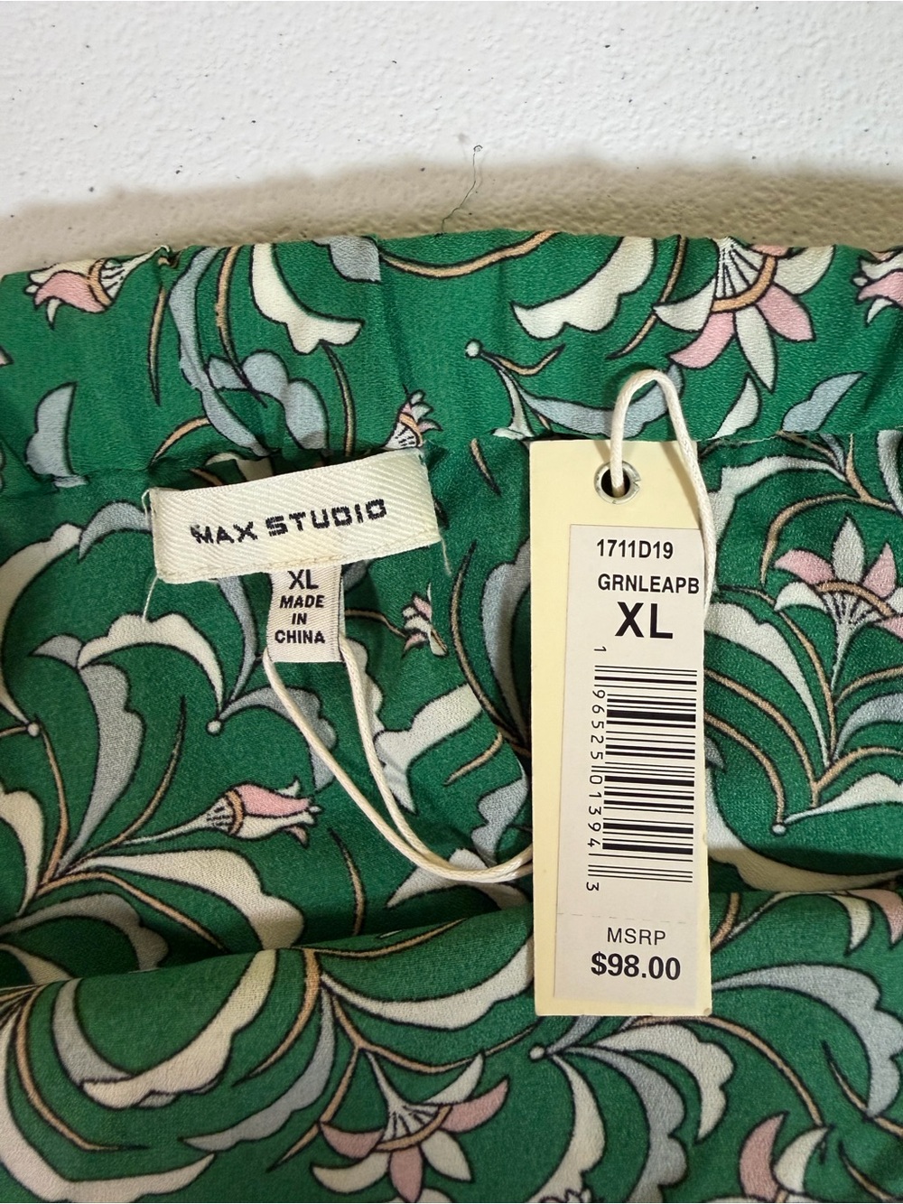 Max Studio Green Floral High-Low Wrap Skirt NWT Size XL - Picture 6 of 8